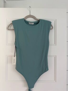 Babaton Seafoam Green Padded Shoulder Bodysuit